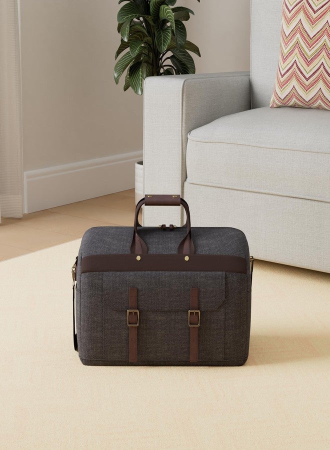 SOAEON Duffle Bag for Men Waterproof Genuine Leather Canvas Travel Duffel Bags for Women Overnight Weekender Bag for Traveling, Black - Image 2
